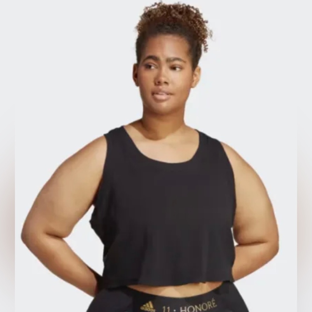 ADIDAS 11H TRAINING TANK Workout Yoga Cropped Top Black Size 3X Plus Size NWT